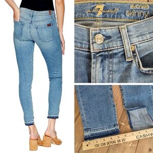 7 for all mankind The Ankle Skinny Split Raw Hem Jeans 25W